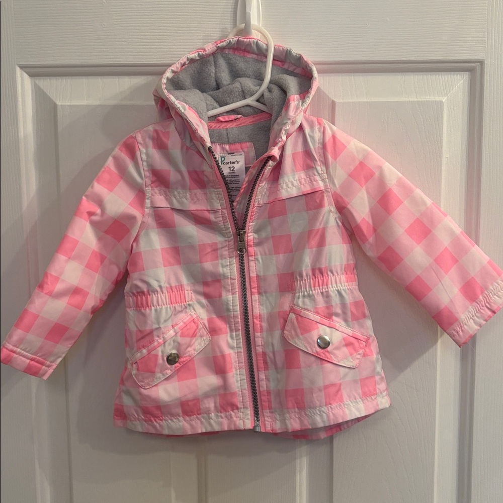 Carter's Pink and White Checkered Raincoat